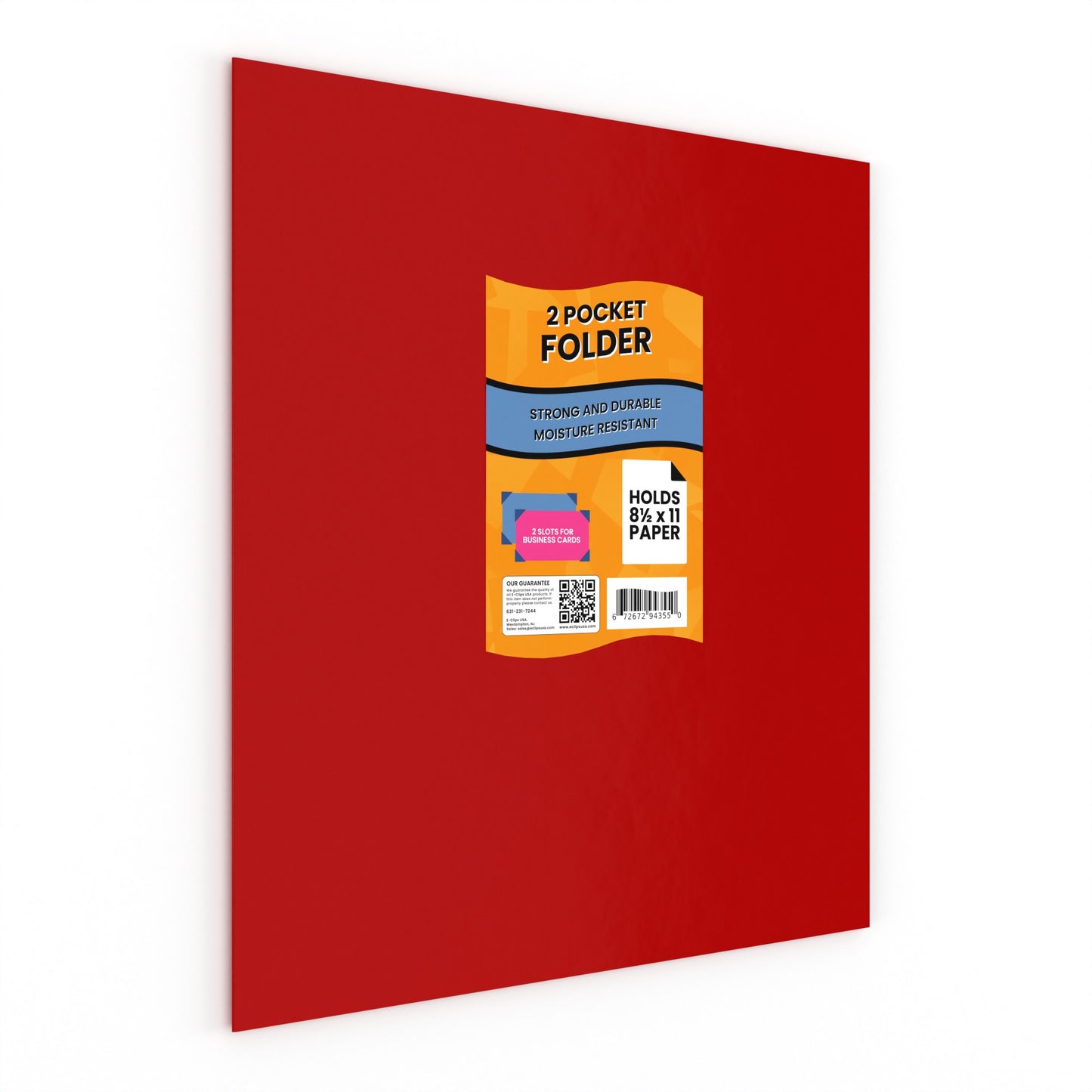 Red Paper Pocket Folders - 2-pocket Portfolio With Business Card Slots