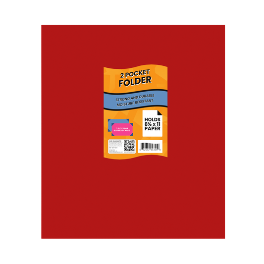 Red Paper Pocket Folders - 2-pocket Portfolio With Business Card Slots