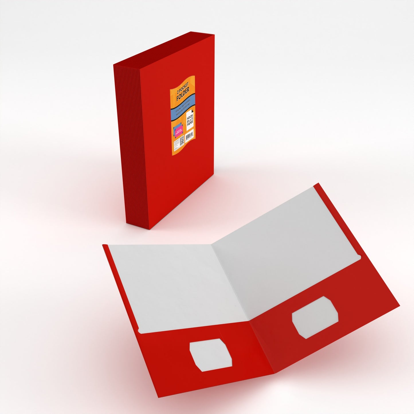 Red Paper Pocket Folders - 2-pocket Portfolio With Business Card Slots