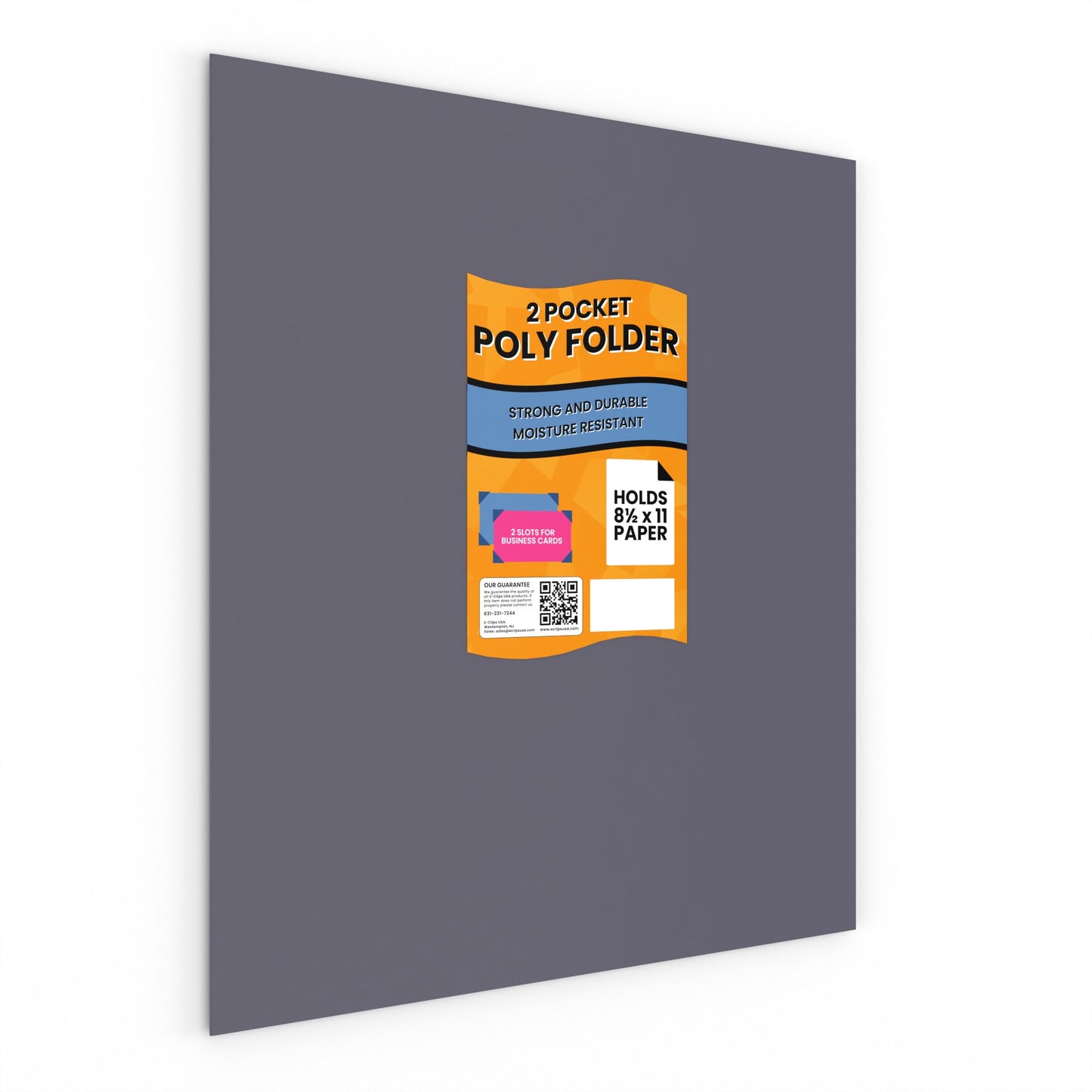 Paper Folders: With Business Card Slots, (Grey), units/100