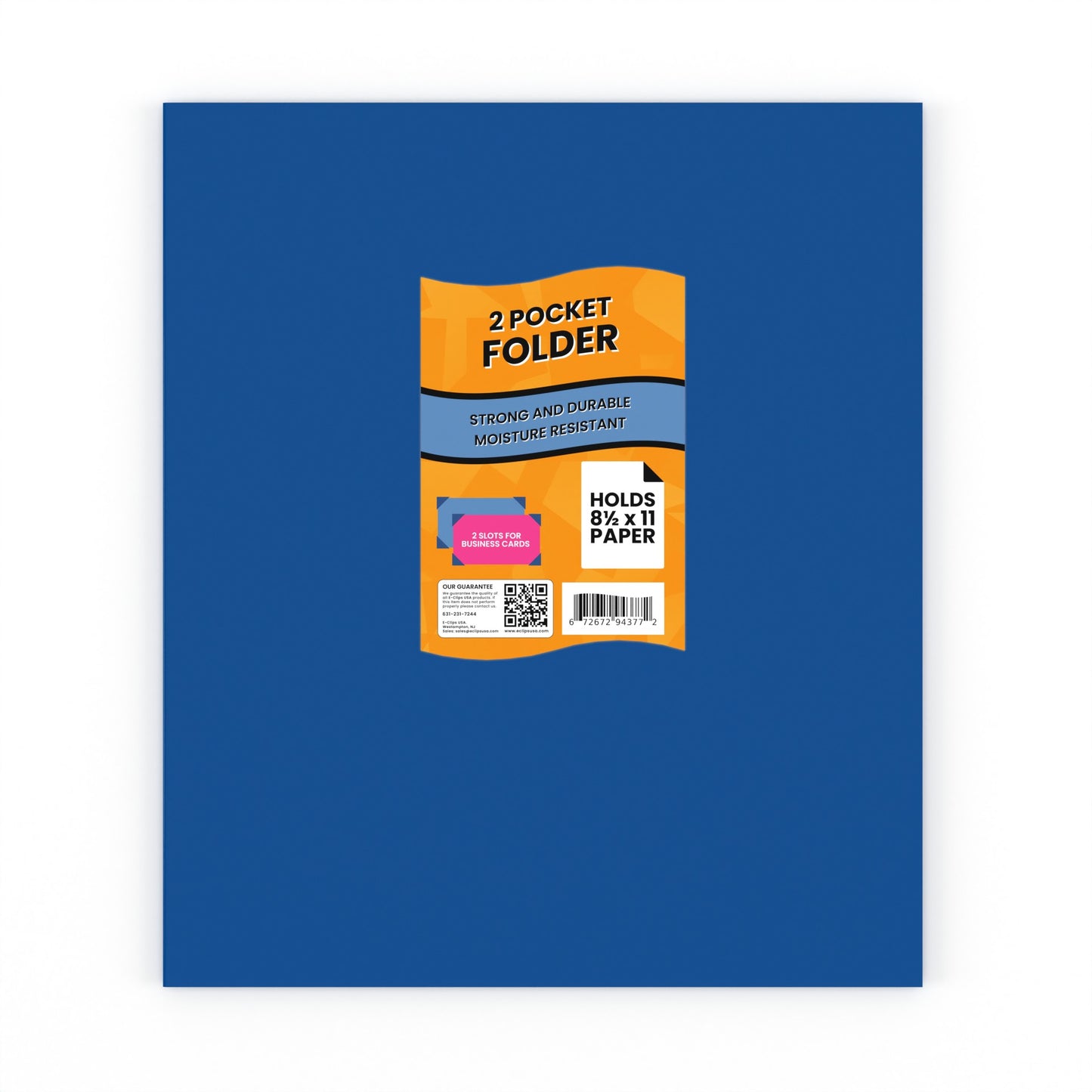 Blue Paper Pocket Folders - 2-pocket Portfolio With Business Card Slots