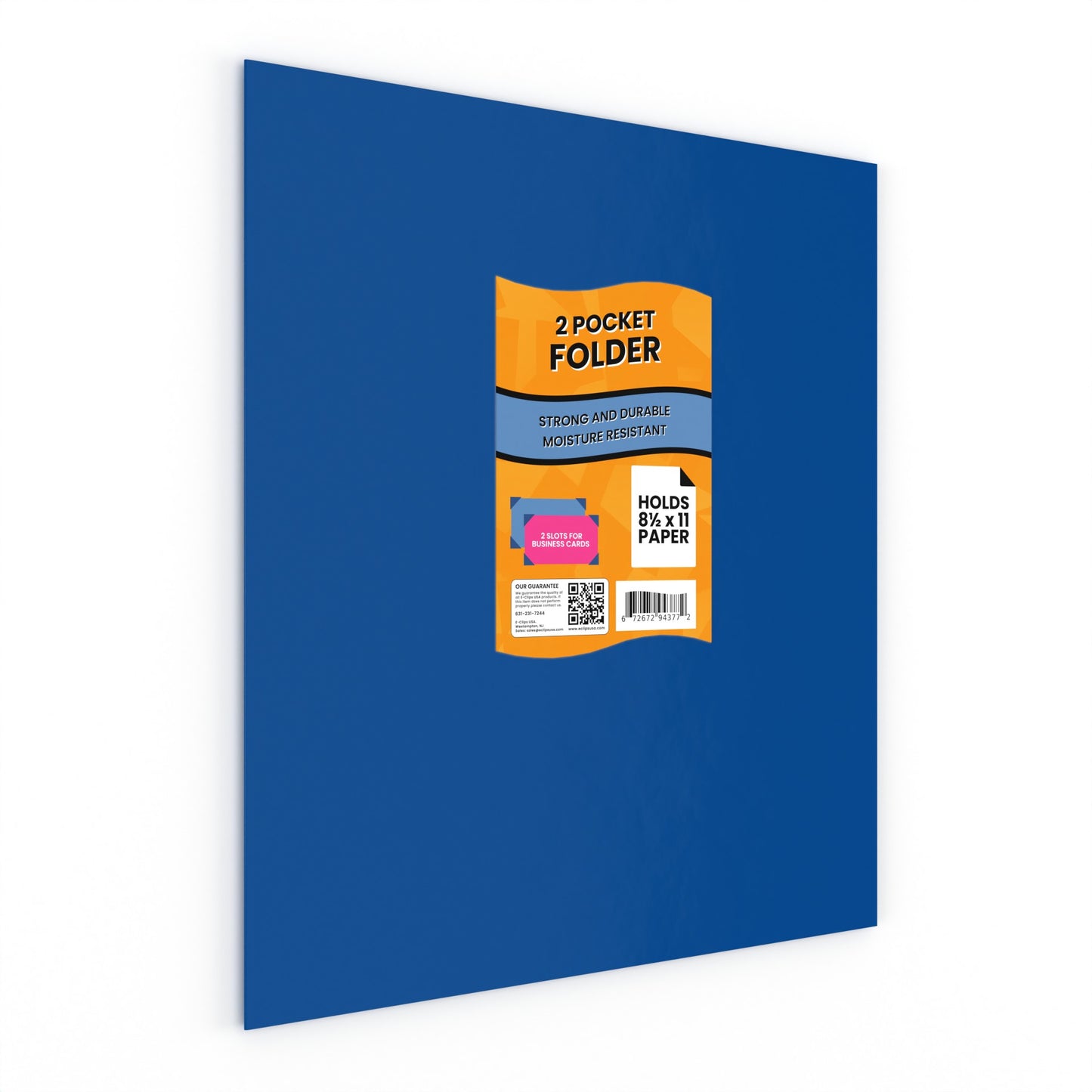 Blue Paper Pocket Folders - 2-pocket Portfolio With Business Card Slots