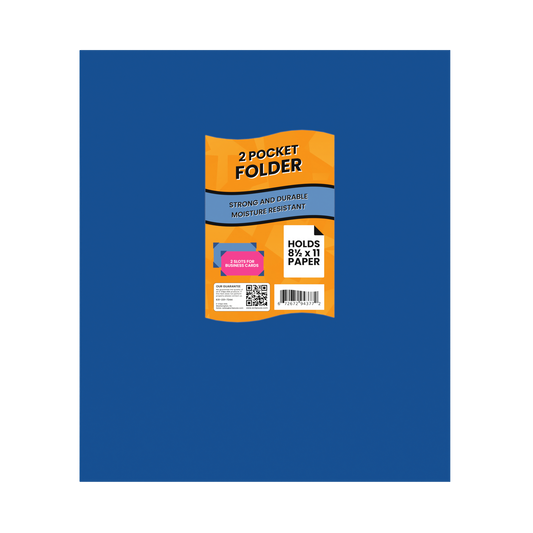 100 FOLDERS: Blue Paper Pocket Folders - 2-pocket Portfolio With Business Card Slots