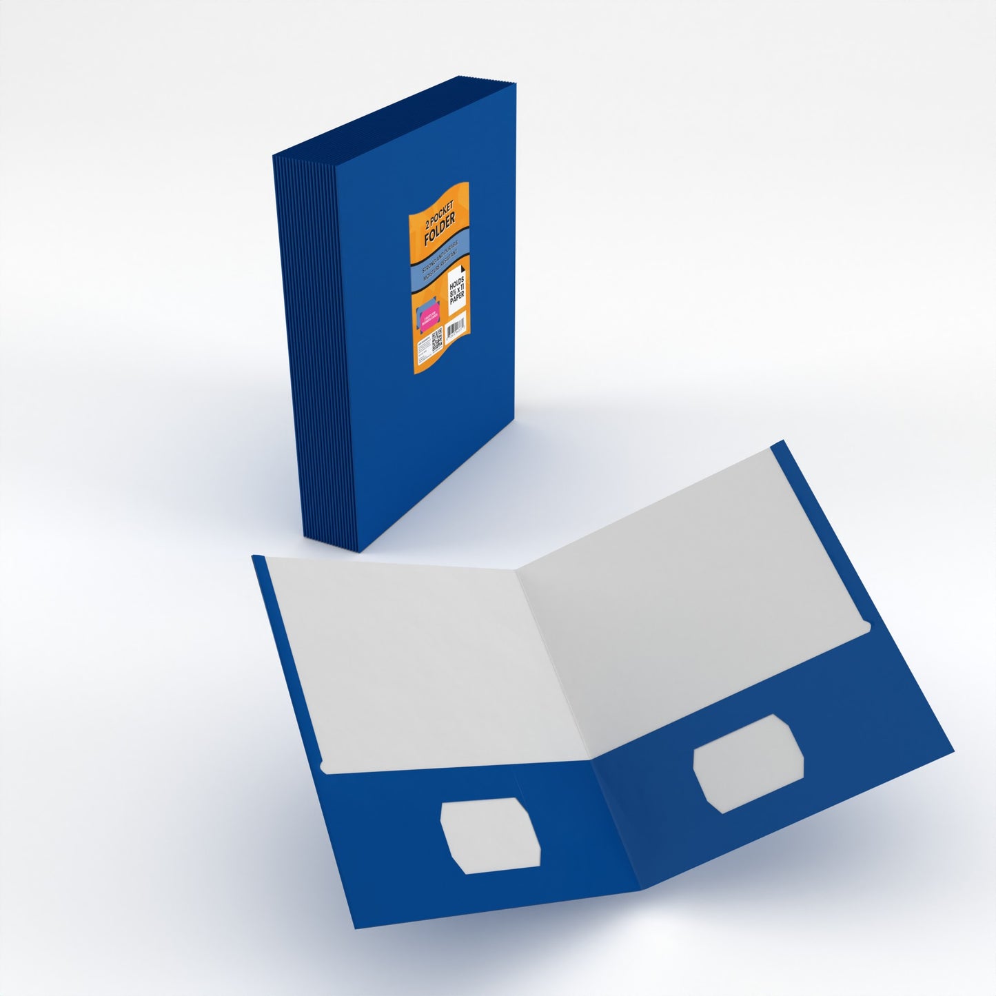 Blue Paper Pocket Folders - 2-pocket Portfolio With Business Card Slots