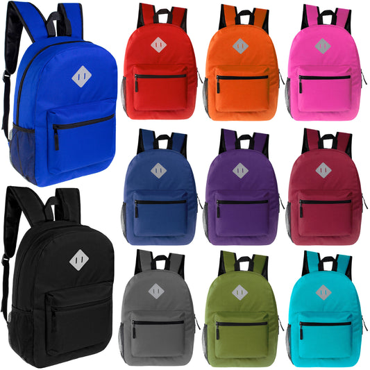 17" Wholesale Diamond Patch Backpack in 11 Colors with a Padded Back - Bulk Case of 24 Bookbags