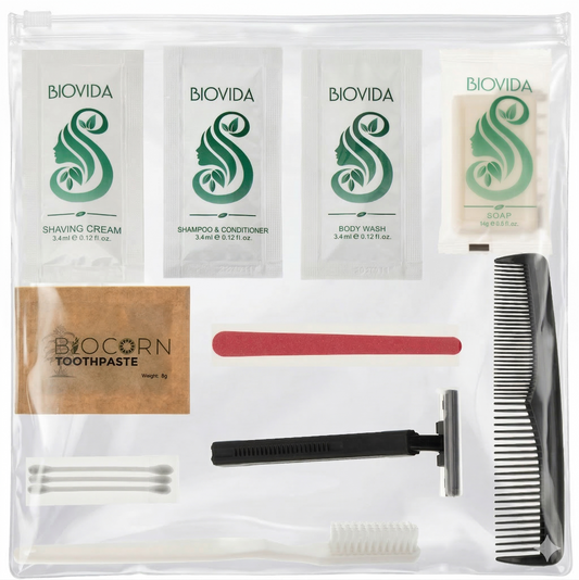 12 Piece Deluxe Wholesale Hygiene Kits - Bulk Toiletry Case of 96 Biovida