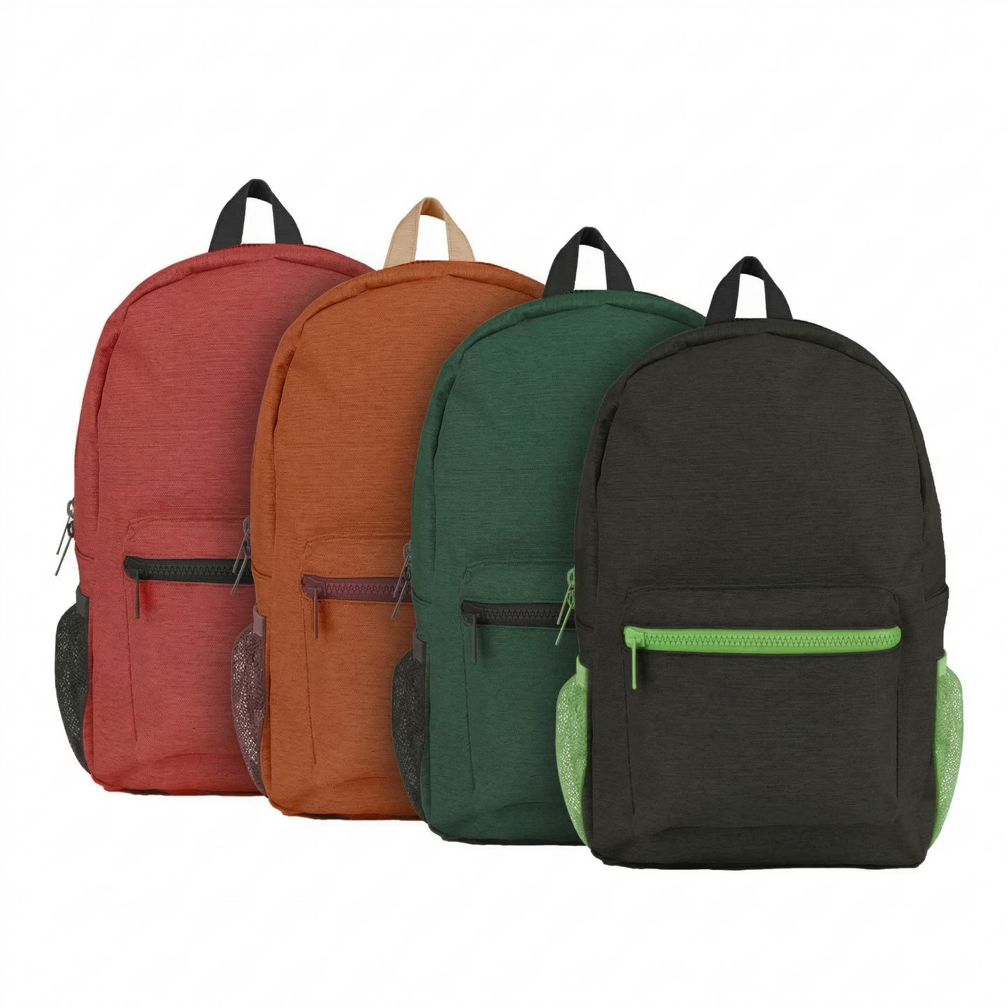17" Backpacks – Padded Back & Straps #10 Zipper – Assorted Colors - 24 Pack