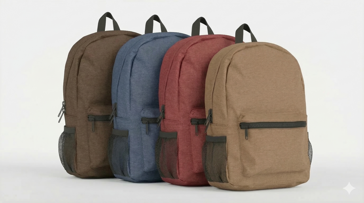 17" Backpacks – Padded Back & Straps #10 Zipper - Assorted Colors - 24 Pack