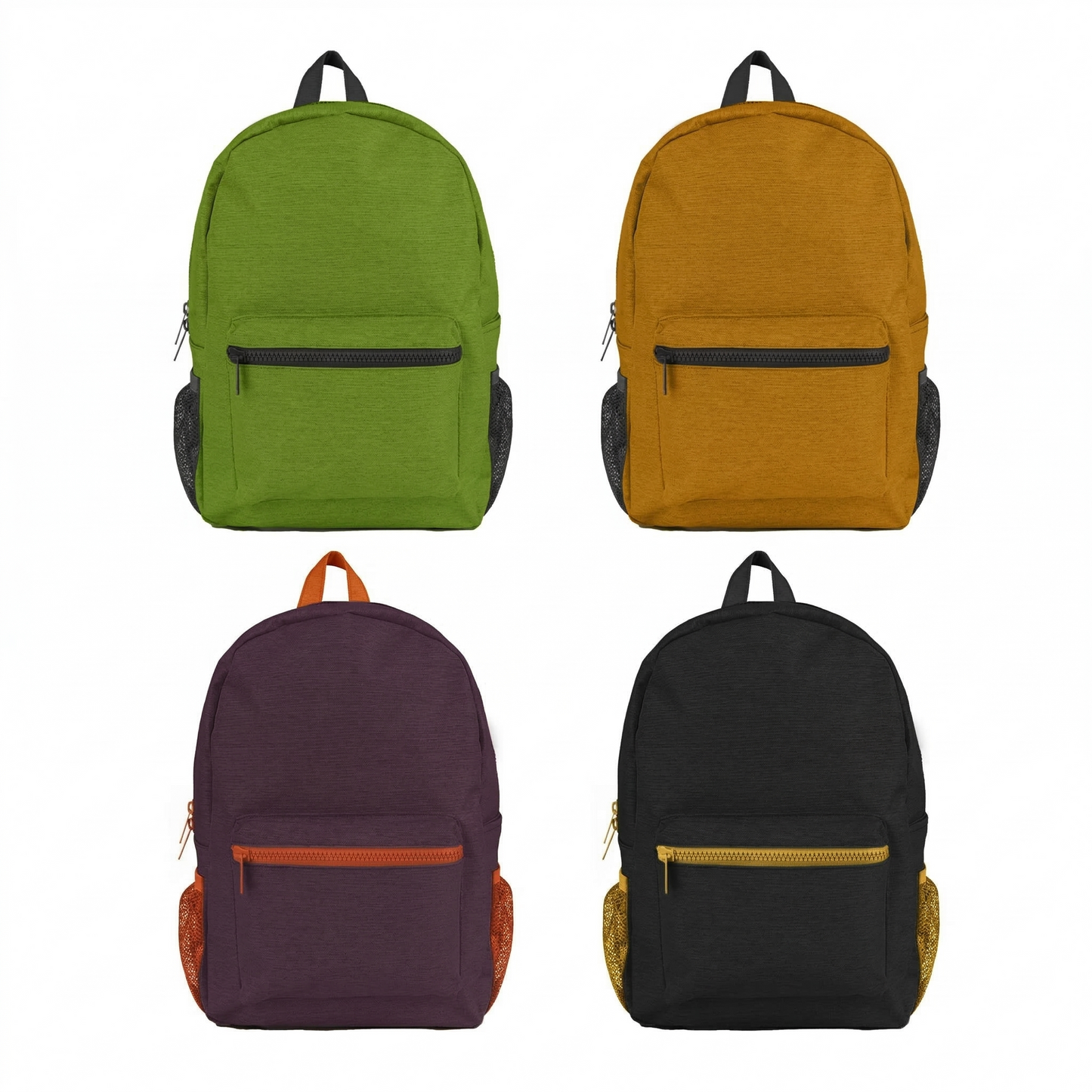 17" Backpacks – Padded Back & Straps #10 Zipper – Assorted Colors 24 Pack
