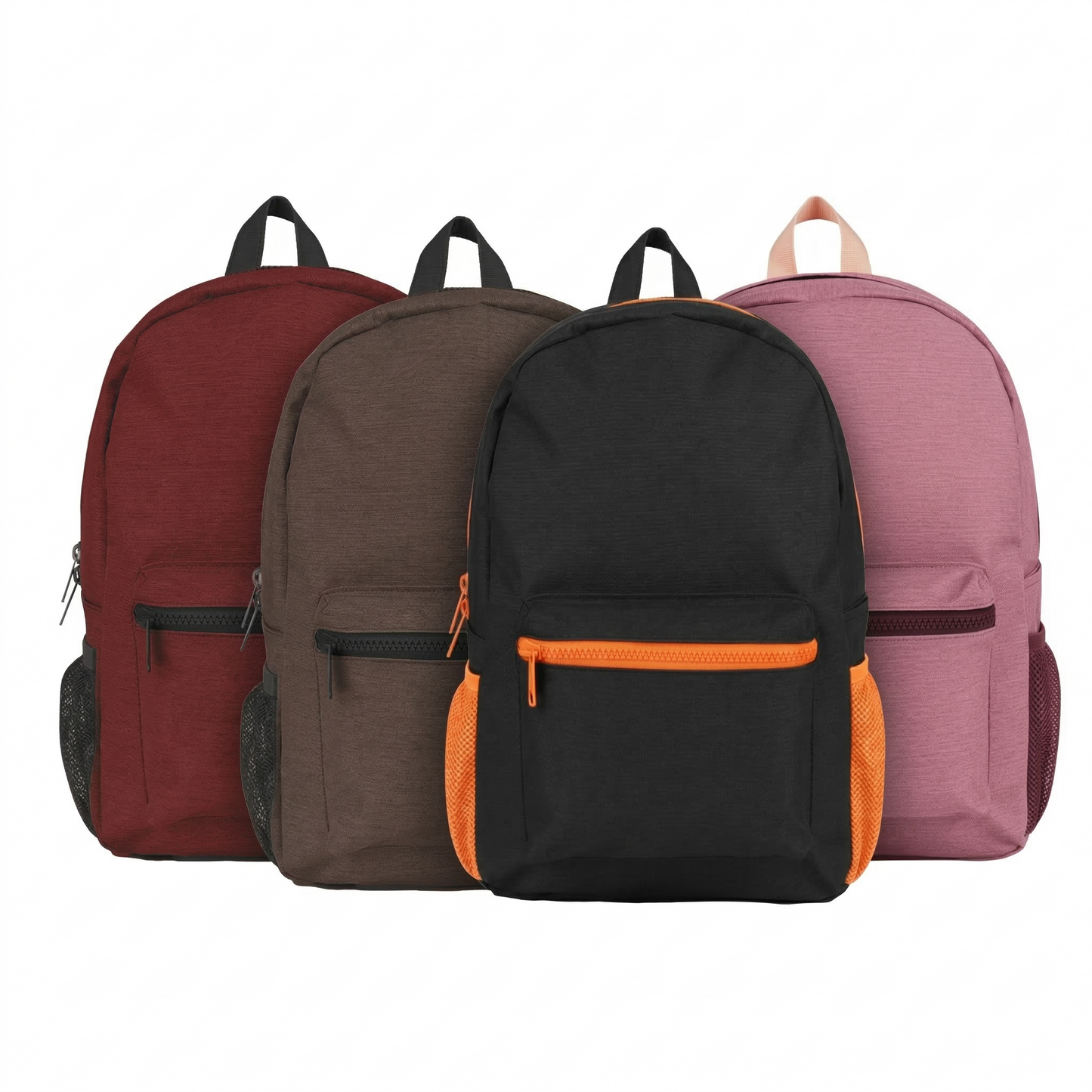 17" Backpacks – Padded Straps & Back #10 Zipper – Assorted Colors 24 Pack