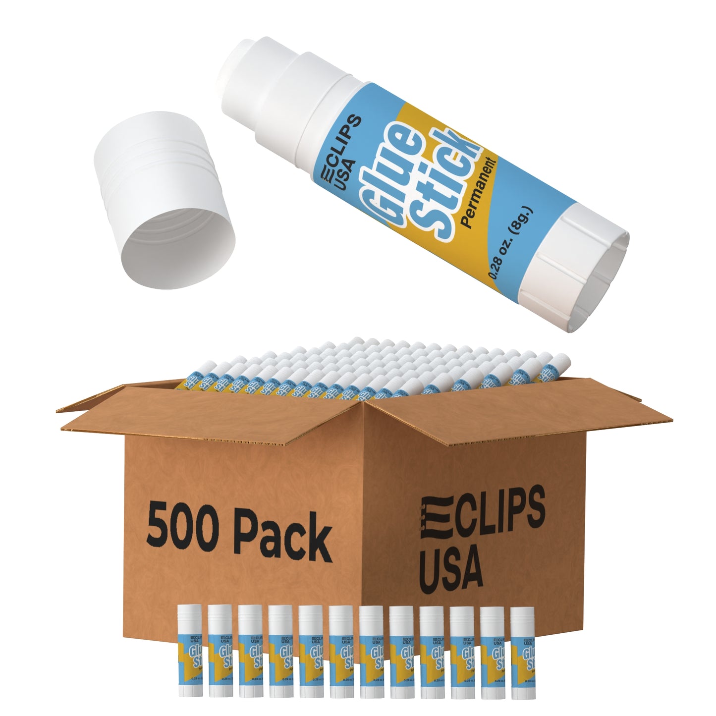 All-Purpose Clear Glue Sticks: 0.28 oz, Washable, Acid-Free, Photo-Safe, Case of 500 Units